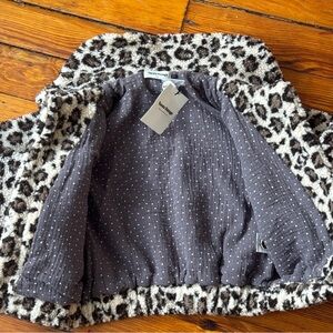NWT Tocoto Vintage Kids Cheetah Fleece Bomber Jacket, Sz 8
